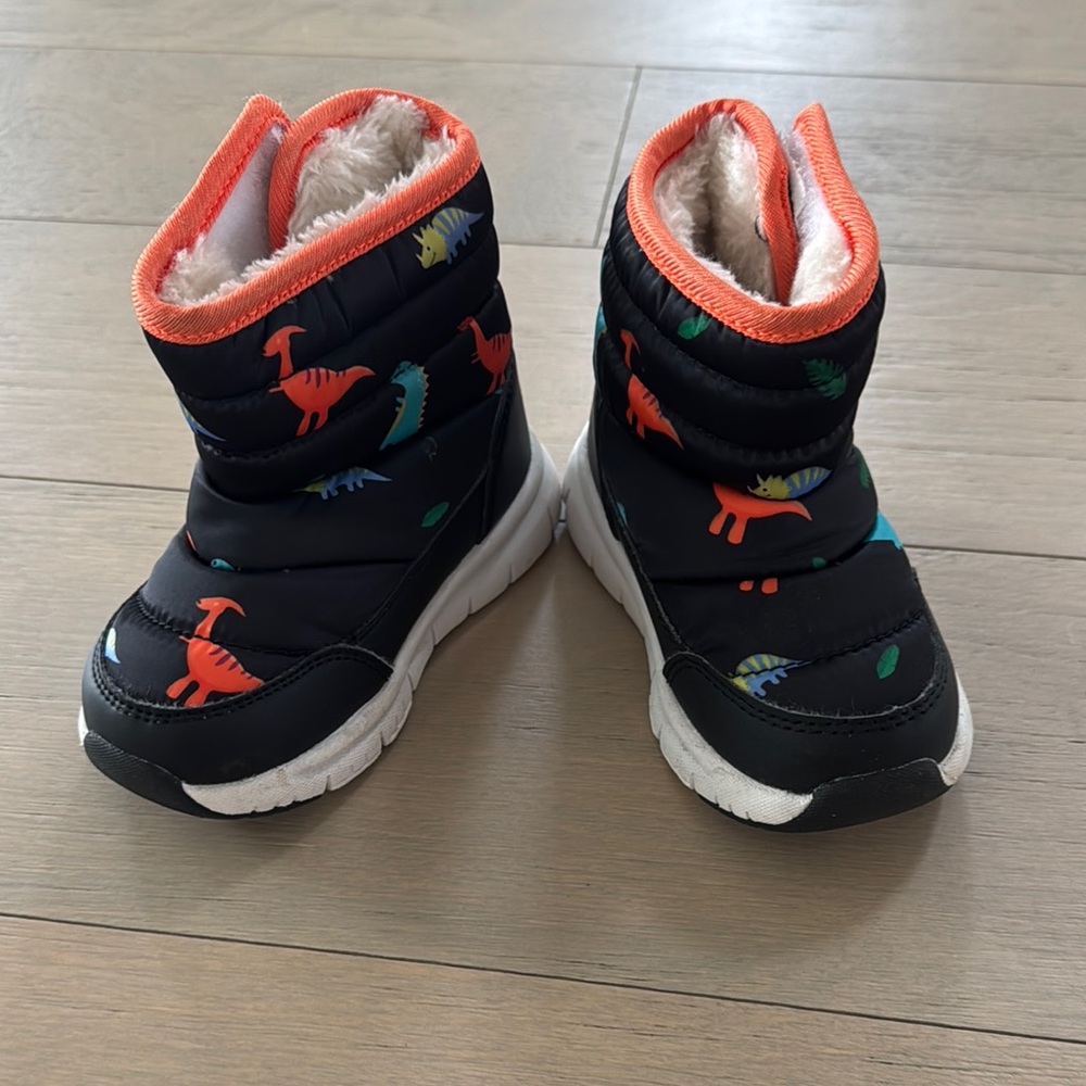 Hobibear Toddler Dinosaur Snow Boots Waterproof Snow Rain Boots Size 7